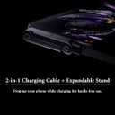 2 in 1 USB C Charger Cable with Invisible Stand, USB A to USB C 65w Fast Charging Braided Cord and Phone Stand Compatible with iPhone,Samsung and Android Phone,Type C PD Charging Cable,5ft,Black