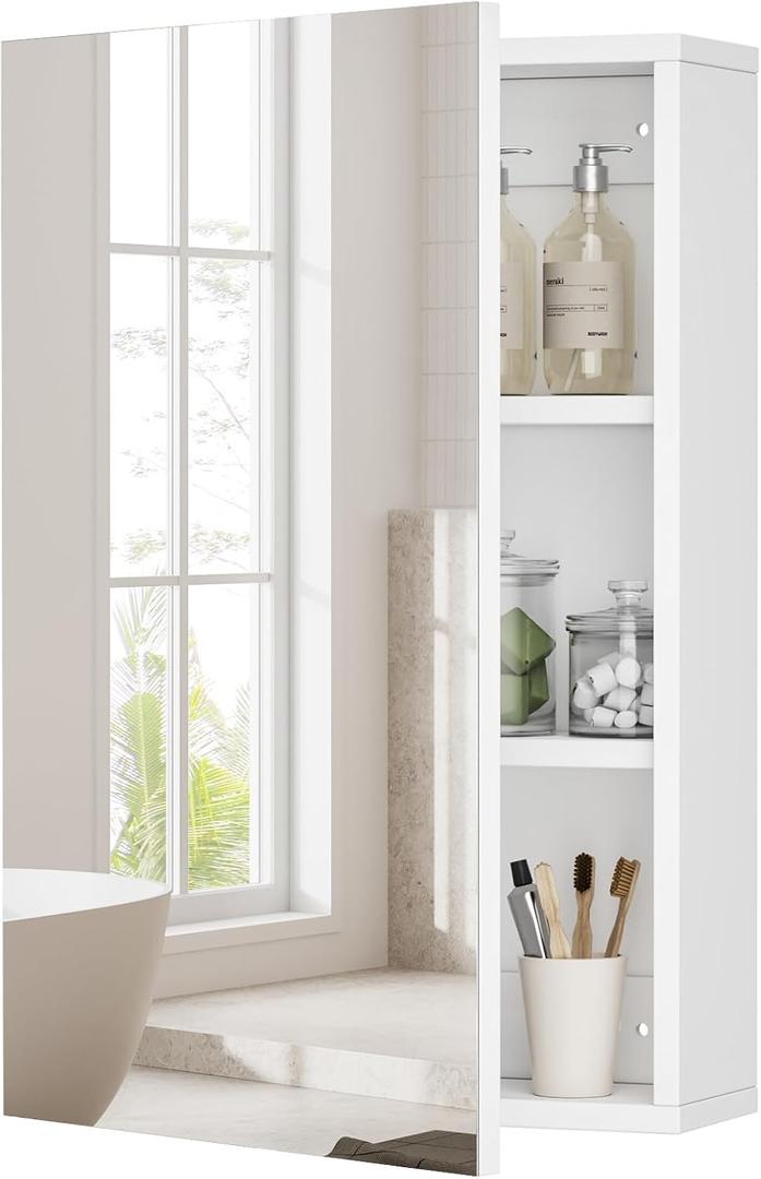 Homleke Wall-Mounted Medicine Cabinet with Mirror, Bathroom Vanity Cabinet, 5.3”D x 15.8’’W x 23.6’’H
