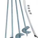 ShelterLogic ShelterAuger 4-Piece 30-Inch Reusable Heavy Duty Steel Earth Auger Anchor Kit with 4 Clamp-on Wire Tie-Downs for Anchoring Shelters, Canopies, and Instant Garages, Silver