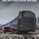 3W Floor Mats Fit for 2019-2025 2026 Chevy Silverado/GMC Sierra Denali 1500 & 2020-2025 2026 GMC Sierra 2500/3500 HD Crew Cab TPE All Weather Floor Liner, Fit For 2nd Row with Factory Carpeted Storage