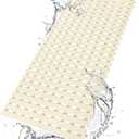 Shower Mat Non Slip Bathtub Mat with Suction Cups and Drain Holes 37.4 x15.7 Inch Bath Mat for Tub & Shower.Easy Dry,Easy to Cut,Eco-Friendly (Beige)
