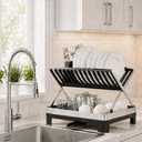 Urakify Large Stainless Dish Drying Rack for Kitchen Counter, Black