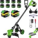14" Walk Behind String Trimmer with Wheels, Cordless Weed Wacker