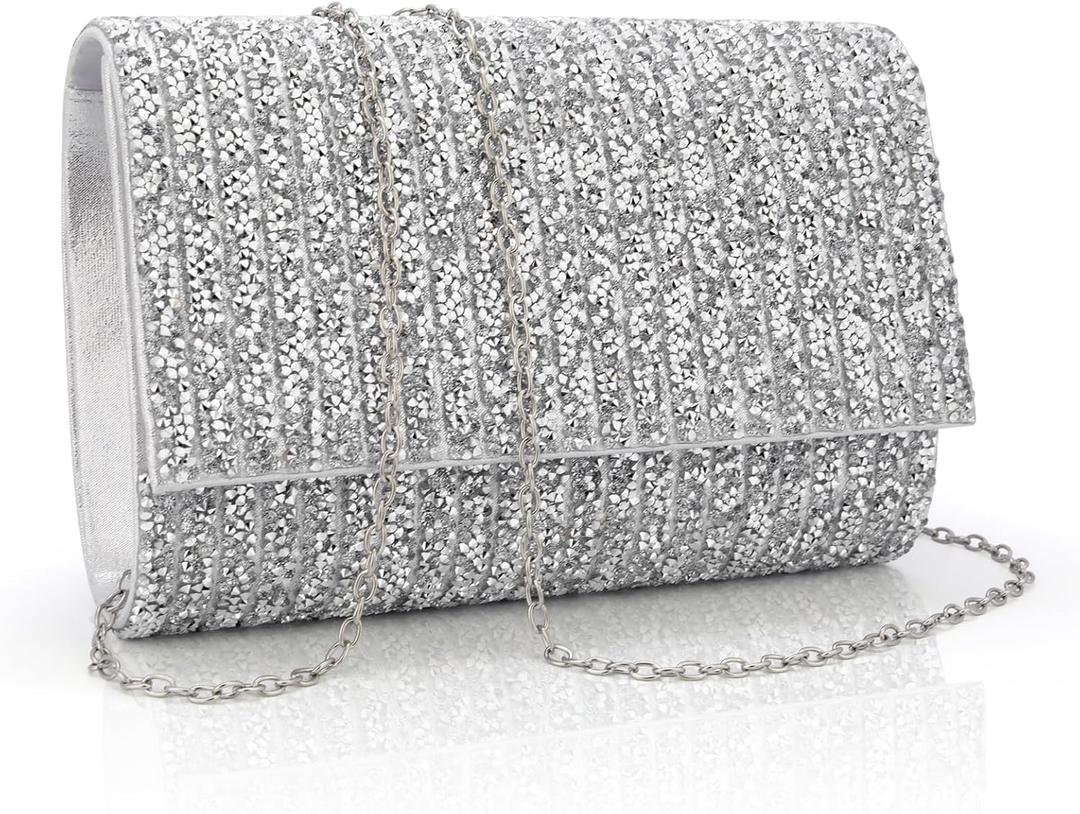 Women Sparkly Evening Clutch Bag Dazzling Rhinestone Purse Bling Envelope Handbag Bridal Shiny Wallet for Wedding Prom Party