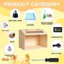 Wooden Chicken Brooder Box Kit with Heating Lamp, Thermometer, Food & Water Feeders, 15.7x11.8x11.8 Inch, Complete Small Pet Nursery Set with Ventilation, Digital Temperature Control