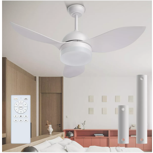 Ceiling Fans with Lights and Remote, LED Outdoor/Indoor Ceiling Fans White 38"
