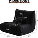 Bean Bag Chair with Pillow, Giant Flannal Memory Foam beanbags Lazy Sofa for Audlts Fireside Chair Armless Chair for Living Room Bedroom Dorm Office (Black, Single Sofa)