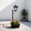 Solar Lamp Post with Planter, 36.5" Solar Light Post Outdoor Waterproof, Warm Yellow Lights Dusk to Dawn 7-8Hr, Easy Install, Solar Pole Light for Patio, Garden, Porch, Yard, Pathway