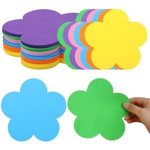 Ireer 48 Pcs Large Foam Flower Cutouts 6 Inch Colorful Bulletin Board Decor Flower Shape Cutouts DIY Craft Set for Spring Classroom Craft Project Party Supplies Chalkboard Wall Decor