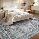 Grey Large 9x12 Area Rugs for Living Room Rug Bedroom Rug-Carpet Washable Neutral Vintage Dining Room Rugs for Under Table Soft Comfortable Non Slip