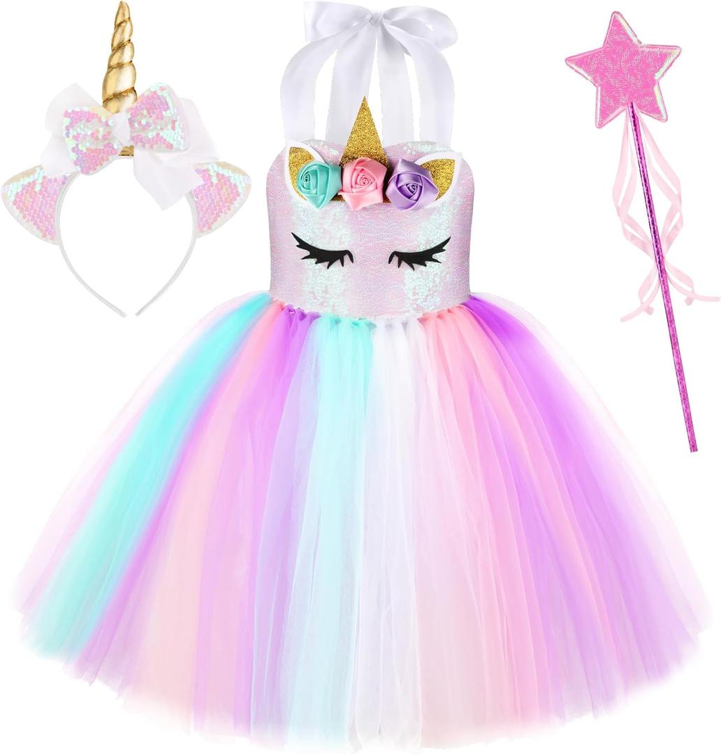 GIFTINBOX Girls Unicorn Princess Dress Unicorn Costume for Girls 3Y Halloween Costumes For Girls Toddlers Birthday Party 