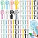 Glooglitter 80 Pcs Mini Portable Fans Bulk Handheld Battery Operated Fan with Lanyard for Makeup Eyelash, Cooling Lightweight Pocket Personal Fans for Indoor Outdoor Travel Use (8 Mixed Colors), about 6 x 3 inches