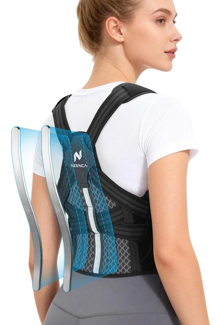NEENCA Medical Posture Corrector Back Brace for Women & Men, Fully Adjustable Back Support, Shoulder Straightener for Upper and Lower Back Pain Relief - Scoliosis, Hunchback, Thoracic, Spine Corrector (Medium, Black-Single)
