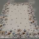 Artoid Mode Brown Poppy Leaves Spring Area Rug, Summer Home Decor Low-Profile Area Rugs for Entryway Bedroom Living Room Laundry Room Indoor 5x7 Feet