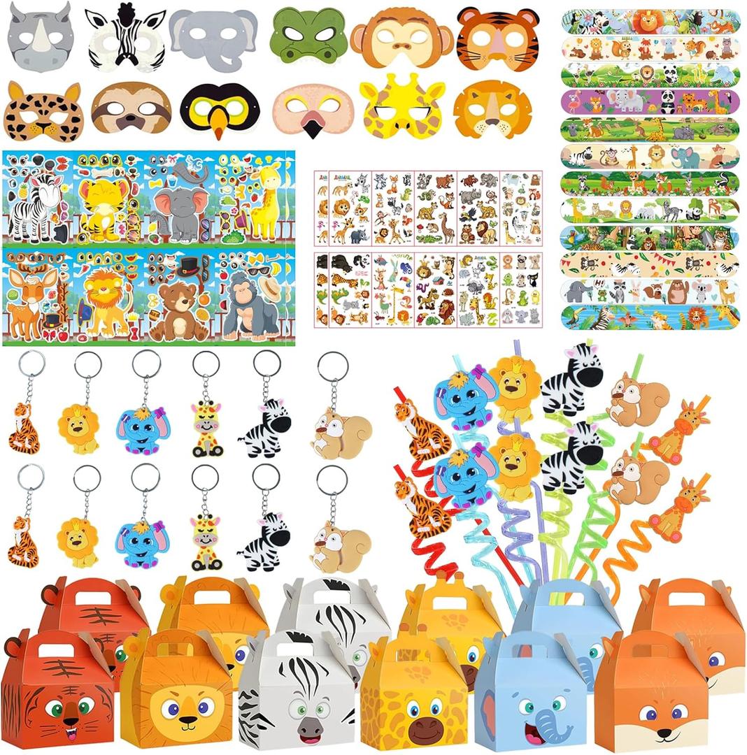 Jungle Safari Party Favors Set 7 Types 84 PCS Safari Birthday Decorations for Wild Animals Theme Birthday Party Supplies Wild Animals Theme Party Favors for Birthday Party Goodie Bag Fillers
