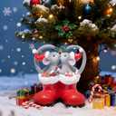 Hodao Christmas Mouse Figurines in Red Santa Shoe  Cute Holiday Couple with Gifts & Ornaments, Festive Home Table Shelf, Entryway, Mantel Decoration (Red)