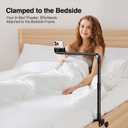 elitehood Aluminum Arm Phone Holder for Bed [360° Swivel Tilt Rotation], Adjustable Bedside Phone Holder Laying Down, iPhone Stand for Bed Desk Overhead, iPhone Clamp Mount Fit All 4-7’’ Cellphone