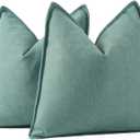 MADIZZ Textured Chenille Throw Pillow Covers Set of 2 Super Soft Decorative Pillow Covers Boho Cushion Covers Modern Pillowcases Farmhouse Home Decor for Sofa Bedroom 26x26 inch Greyish Blue