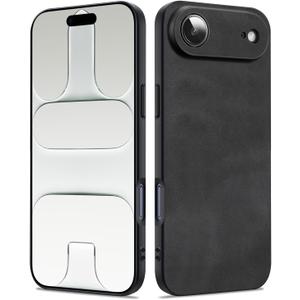 For iPhone Air Case, TPU and Suede PU Leather Case, Anti-Vibration Anti-Slip Ultralight Luxury Cover for iPhone Air 6.6" 2025 (Black)