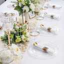 U-QE 100PCS Clear Gold Plastic Plates - Disposable Heavy Duty Clear Plates with Gold Rim Including 50PCS 10'' Dinner Plates & 50PCS 7.5'' Dessert Plates Perfect for Party, Weddings