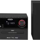Jensen Home Speaker JBS-500 Premium Bluetooth Wireless 30W Stereo Music System CD Player, MP3 USB, Audio in, Headphone Jack, FM Radio, (Matte Black)