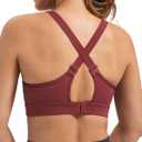 Yvette Supportive Sports Bra Adjustable Straps Plus Size Workout Running High Impact Sports Bras for Women Sewn in Pads (Burgundy)