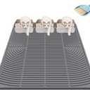 Cat Litter Mat XL 47 x 35, Extra Large Silicone Litter Box Mat, Waterproof Litter Trapping Mat for Cats, Washable Non-Slip Cat Litter Mat Large, Easy Clean Pet Mat with Mini Broom & Dustpan