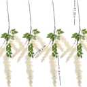 4pcs 47.2-inch Artificial Fake Wisteria Hanging Flower Garland Silk Flower String Home Party Decoration White Blue Pink Purple (White)