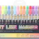 zengxiaoyun 24PCS Doodle dazzlingly Markers,Super Squiggles Outline Markers, Outline Metallic Markers Double Line Pens Permanent Markers Pens for Art, Drawing, Greeting