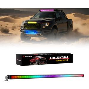 4WDKING 52 inch Patented RGB Offroad LED Lights Driving/Fog/Pod Lights LED Bar for Trucks/Cars/Boat/ATV/UTV Super Bright IP68&IP69K Multi-Color Working Beam Lamp