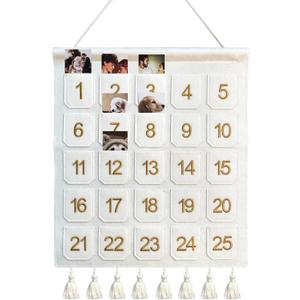 Christmas Countdown Advent Calendar with Pockets,Christmas Picture Countdown Board,Photo Advent Calendar- Advent Calendars for Kids Chocolate & Candy