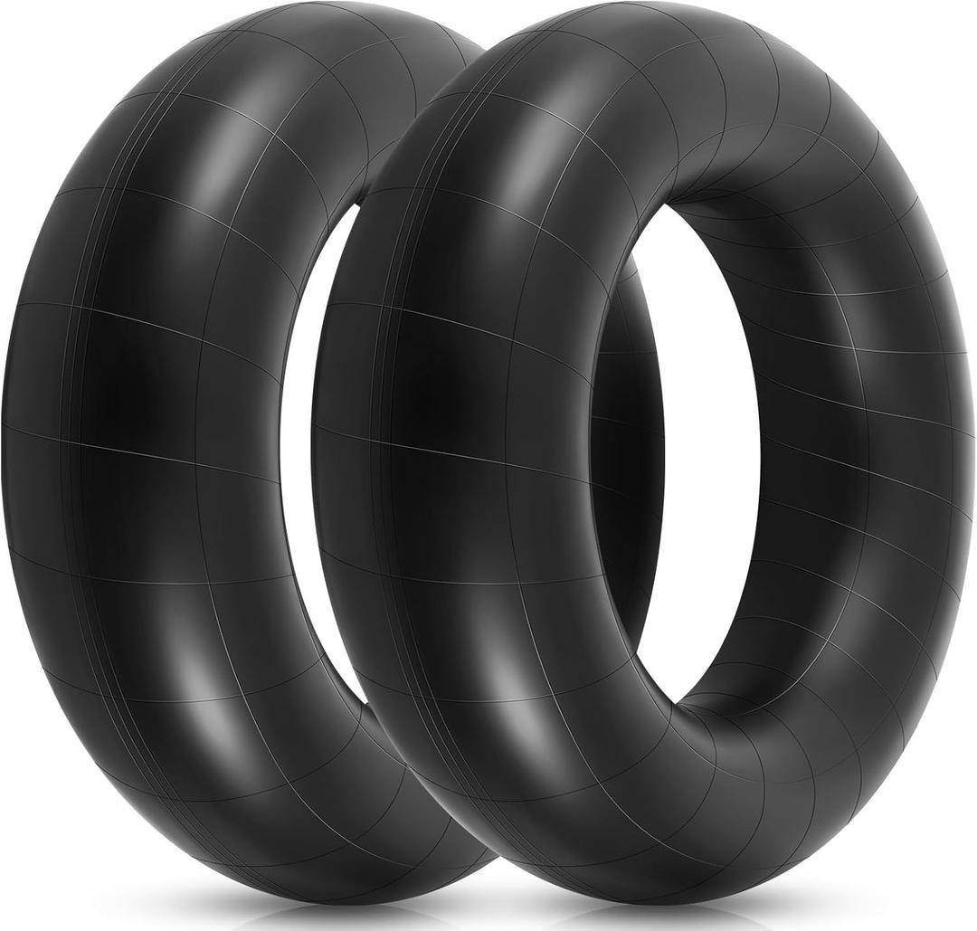 BBTO 2 Pcs 48 Inch Heavy Duty River & Snow Tube for Swim & Sledding, Rubber Inflatable Inner Tube for Floating Pool Closing Rafting Winter Ski Adults, Black