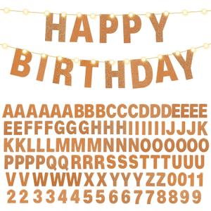 TaoBary 112 Pcs DIY Letter Kit Glitter Customizable Banner Letters Include 107 Letters and Numbers 3 Rope and 2 Needles for Birthday Halloween Christmas Wedding Valentine Party Decor(Glitter Orange)