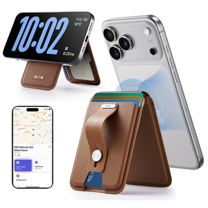 ESR Geo for Magsafe Wallet with Full Find My Functionality,5 Card Holder Stand Grip for Phone Case, RFID Blocking, Magnetic Wallet for iPhone 17e/17/16/15/14/13/12 Series, with Adjustable Stand, Brown