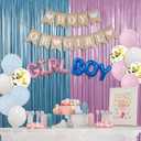Baby Gender Reveal Party Decorations, 23 Pcs Boy or Girl Baby Shower Party Decoration including Pink Blue Balloons Boy or Girl Banner Fringe Curtains