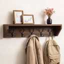 Geelin 35 Inch Wall Shelf with Hooks and Shelf Organizer Wall Mount Coat Rack with 5 Triple Hooks for Hanging for Entryway, Hallway, Bathroom, Living Room, Bedroom