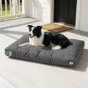 Sytopia 36 Inch Waterproof Indestructible Canvas Outdoor Dog Bed for Large and Medium Dogs, Chew Proof Dog Crate Bed with Washable Removable Cover, Indoor Outdoor Patio Pet Pad, Dark Grey
