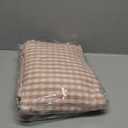 KKJIAF 4 Pieces Plaid Ruffle Full Size Bed Sheets, Cotton Gingham Full Size Sheet Set Linen Feel Comfy Breathable Ruffed Bed Sheet Set with 16 Inch Deep Pocket, Light Pink