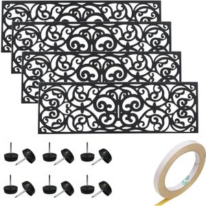 Rubber Stair Treads, Outdoor Stair Treads Non-Slip, Butterfly Designed Stair Tread Mats, Anti-Slip Step Mat - Set of 4 Include Stay-on-Kit, 30 x 10 Inches