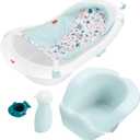 Fisher-Price Baby to Toddler Bath 4-in-1 Sling 'N Seat Tub with Removable Infant Support and 2 Toys, Pacific Pebble