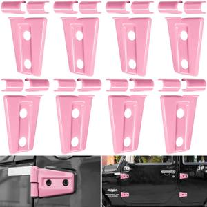 E-cowlboy Door Hinge Cover Trim Exterior Accessories for Jeep Wrangler JK JKU Sport Rubicon Sahara X Unlimited 2-Door & 4-Door 2007-2018 (Pink 8PCS)