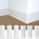 COUKIU Self Adhesive Baseboard Corner Blocks, 4inch(Width)3 Inside + 3 Outside Corners-Connector Between The Wall Base Cove Base Rubber Moulding Trim, Perfect Match for Our S100 Baseboard(White)