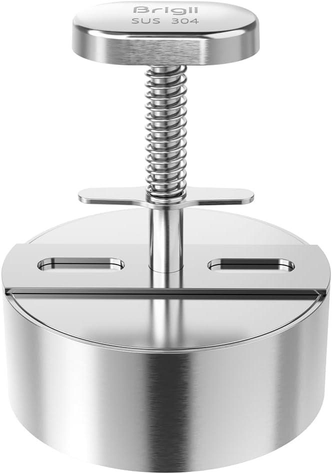 Brigii 304 Stainless Steel Burger Press - 4.5" Hamburger Patty Maker, Heavy Duty Stainless Steel Burger Press for Ground Beef, Burgers (Dishwasher Safe)
