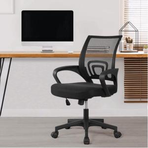 Home Office Chair Ergonomic Desk Chair, Mesh Computer Chair with Lumbar Support& Armrest, Adjustable Home Mid Back Task Chair Modern Executive Rolling Swivel for Adult, Black