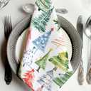 Washable Cloth Napkins Set of 6, Christmas Tree Colorful Pine Tree Soft Table Dinner Napkins Cloth, Watercolor Xmas Trees Cartoon Style Reusable Napkin for Party/Home/Wedding/Kitchen (White Light Green Gray Blue)