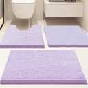 Bathroom Rugs Sets 3 Piece Non Slip,Bath Rugs with PVC Backing Bath Carpet,Bathroom Rug Washable,Absorbent,Plush Carpet Mats,Bath Mats for Bedroom, Kitchen,Tub,Home Decor (Lavender)