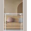 DEARBB Extra Wide Baby Gate Ultra Narrow Spacing 30.11-77.36" Pressure Mounted Double Lock Swing Auto Close Walk Through Metal Safety Pet Gate for Stairs and House Doorway Kitchen (White)