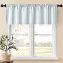 Home Queen Boho Striped Linen Window Curtain Valance with Tassel for Kitchen Bedroom Bathroom Farmhouse Curtain Valence Light Filtering Curtain Topper, 54W x 18L, Blue Gray (Grey)