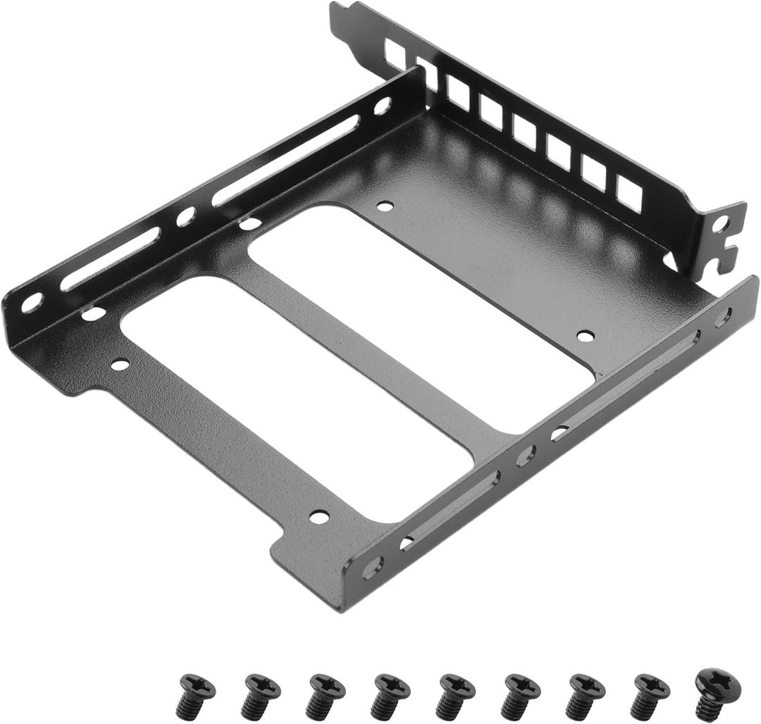YAODHAOD 2.5"/3.5" PCIe Slot SSD Mounting Bracket,Universal SSD Bracket for PC Case Rear Panel Mount Bracket -1PCS (Black 3.5", 13.7CM PCI Slot)