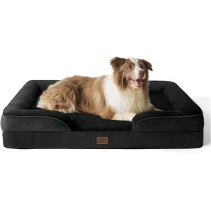 Bedsure L Plus Orthopedic Dog Bed for Large Dogs - Washable Dog Cat Bed Waterproof, L Plus Big Comfort Dogs Couch Sofa with Washable Removable Cover, Pet Bed with Nonskid Bottom, Black, 38"